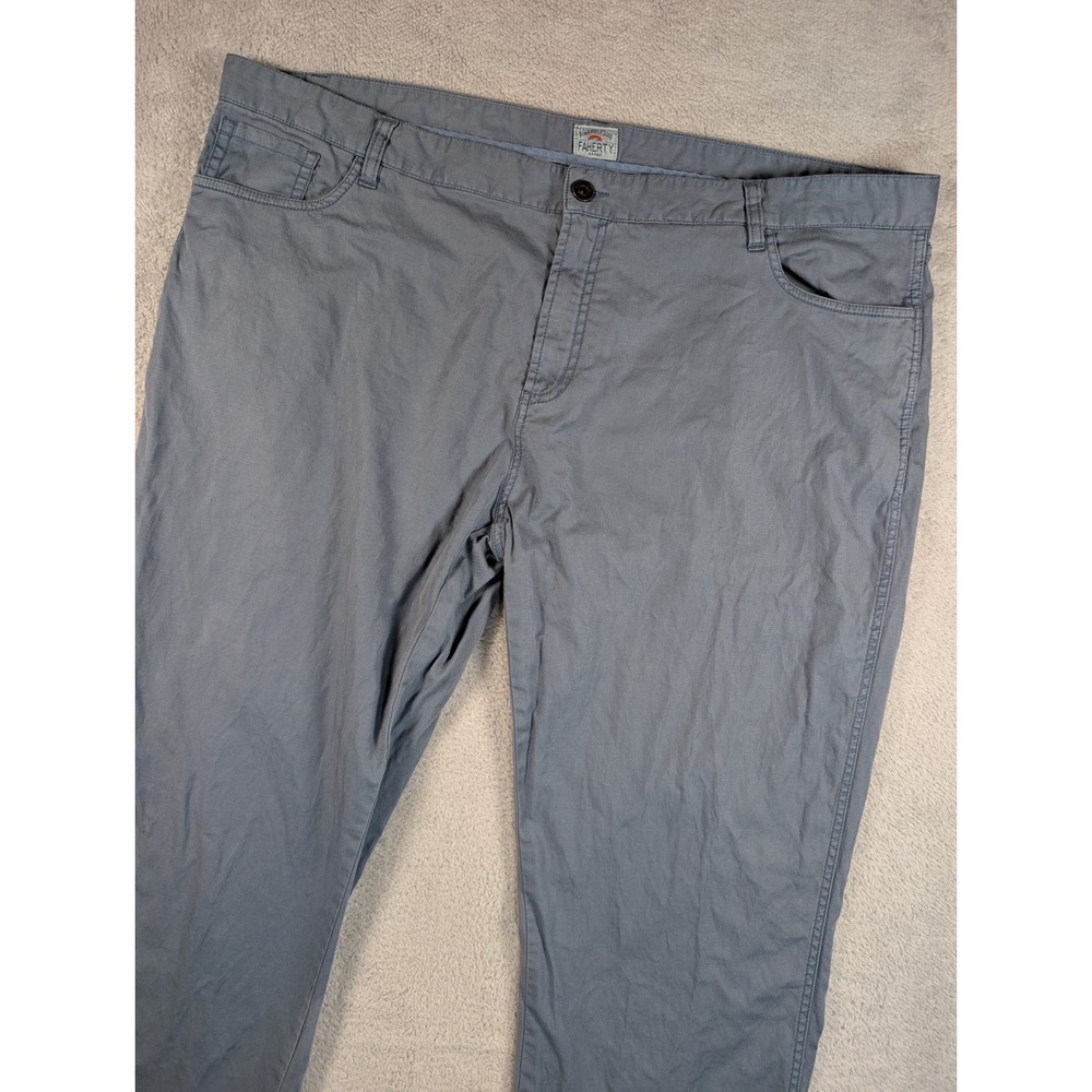 Faherty Brand Mens 42 Blue Gray Cotton Linen Blend 5-Pocket Straight Leg Pants